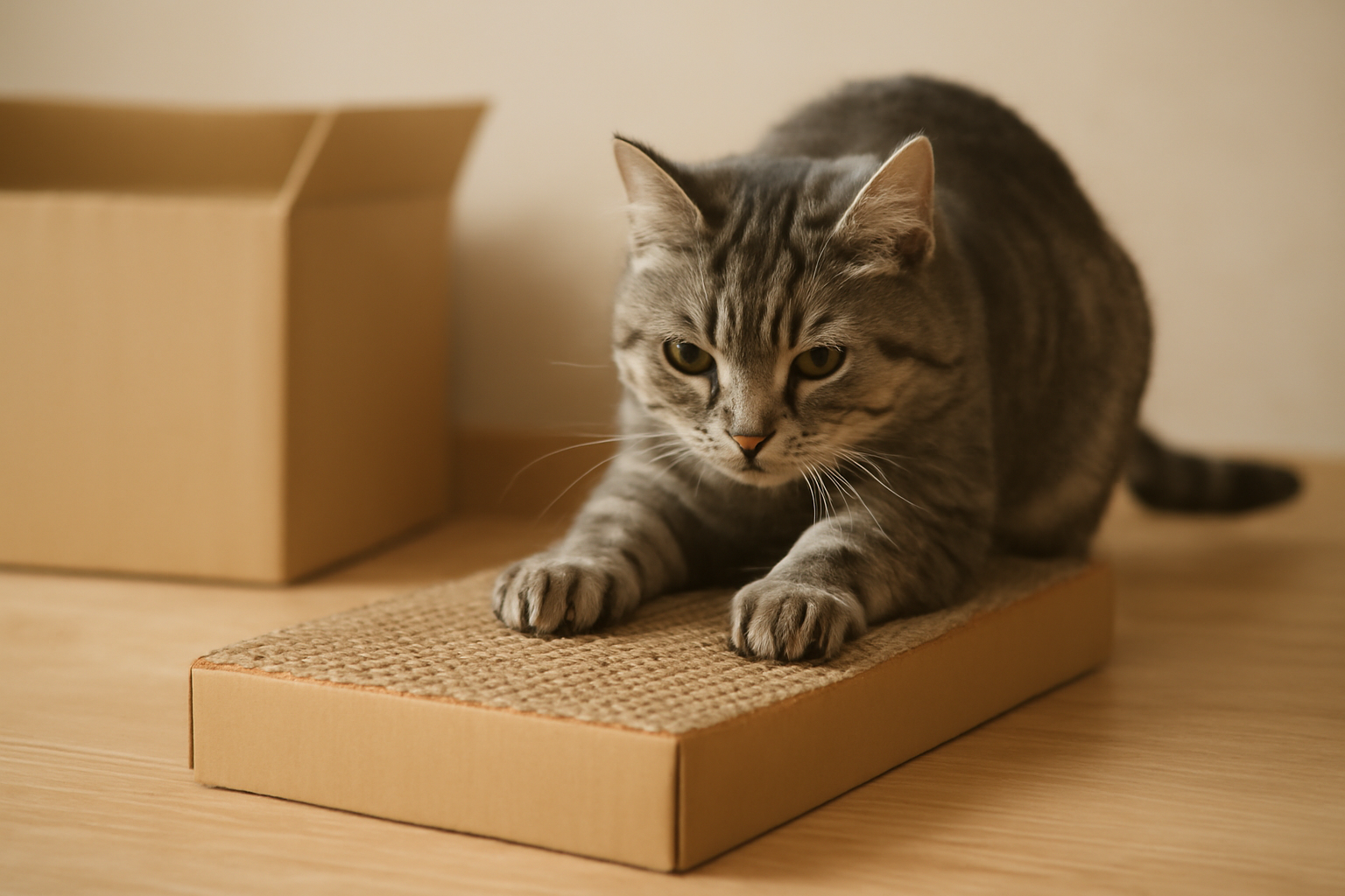 段ボール製爪とぎを使ったしつけの基本